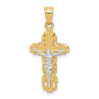 10K and White Rhodium Crucifix Pendant