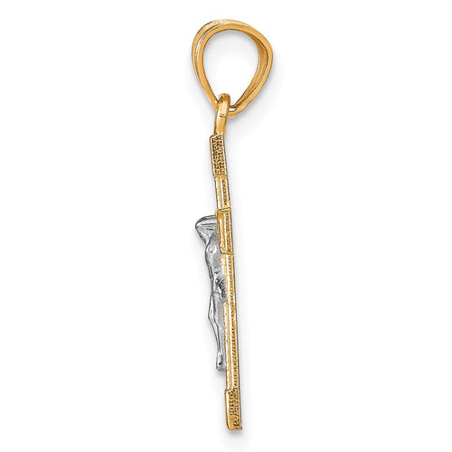 10K and White Rhodium Small Crucifix Pendant