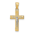 10K and White Rhodium Small Crucifix Pendant