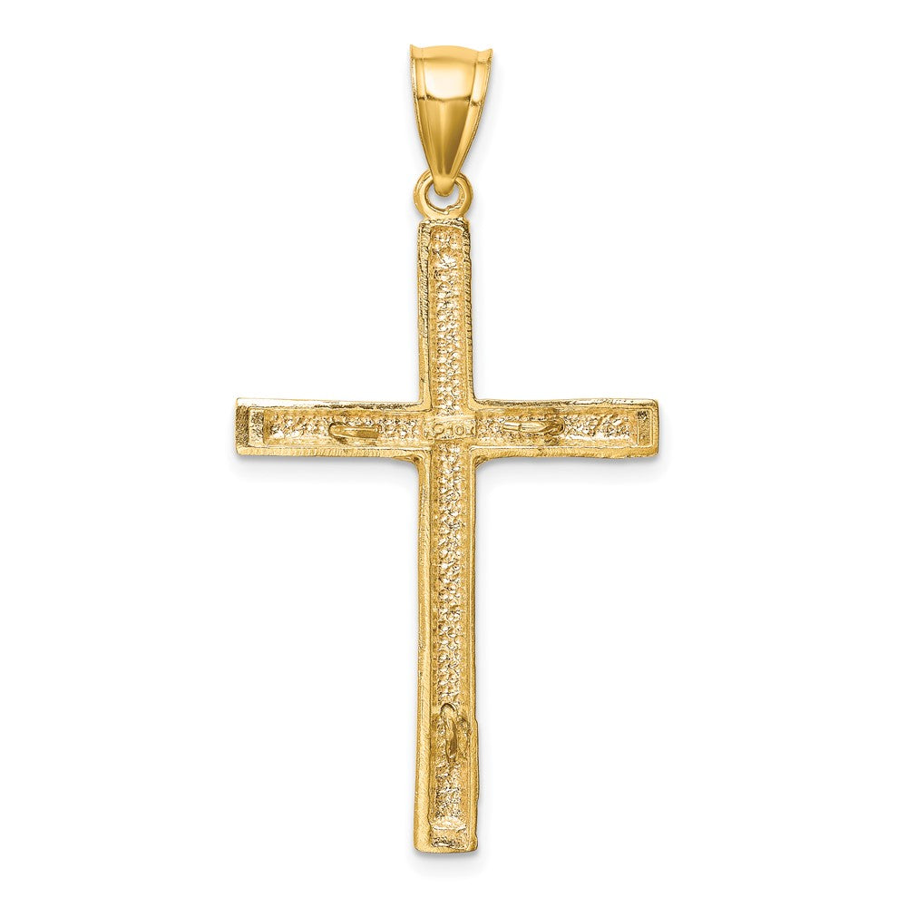10K and White Rhodium Diamond-Cut Crucifix Pendant