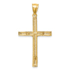 10K and White Rhodium Diamond-Cut Crucifix Pendant