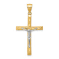 10K and White Rhodium Diamond-Cut Crucifix Pendant