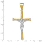 10K and White Rhodium CZ Large Crucifix Pendant