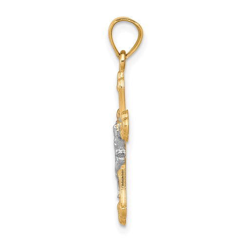 10K and White Rhodium Crucifix Pendant