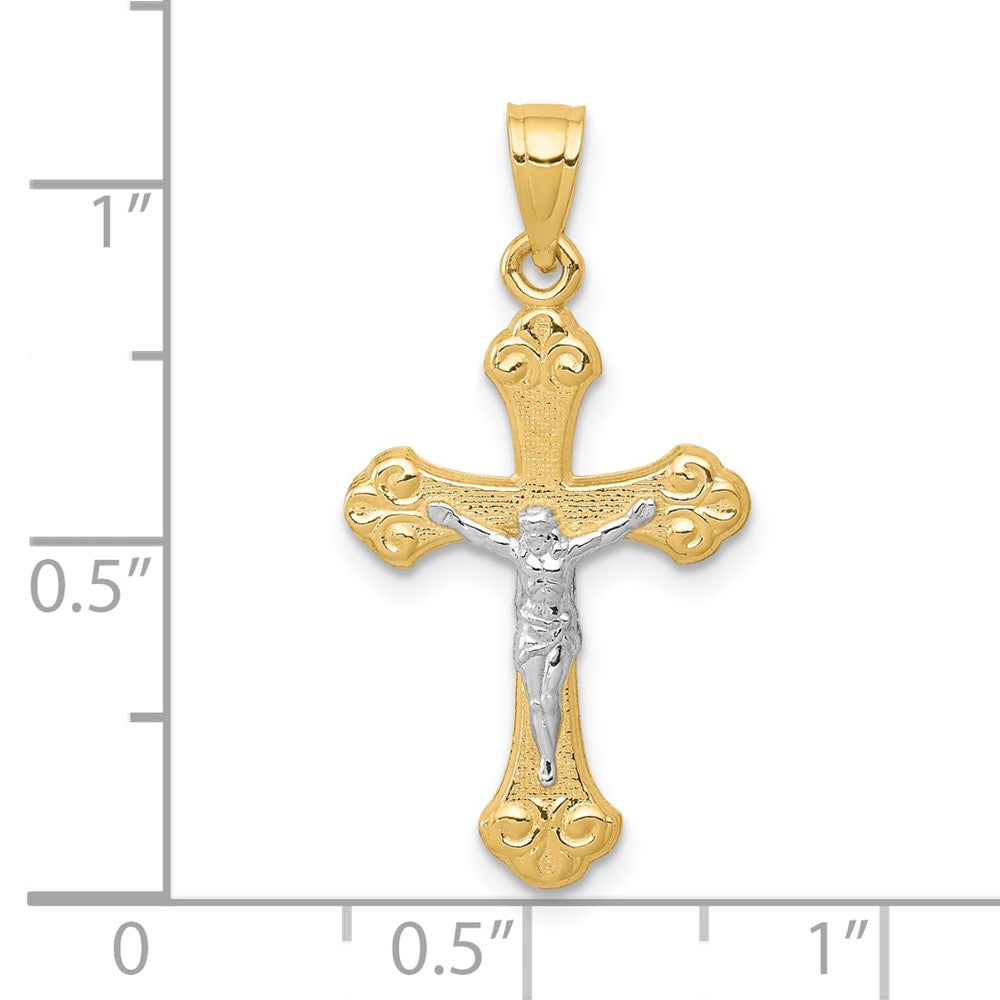 10K and White Rhodium Crucifix Pendant