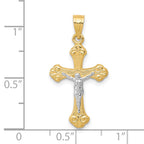 10K and White Rhodium Crucifix Pendant