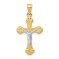 10K and White Rhodium Crucifix Pendant