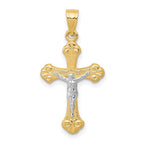 10K and White Rhodium Crucifix Pendant