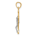 10K and White Rhodium Filigree Crucifix Pendant