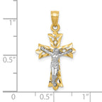 10K and White Rhodium Filigree Crucifix Pendant