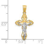 10K and White Rhodium Filigree Crucifix Pendant