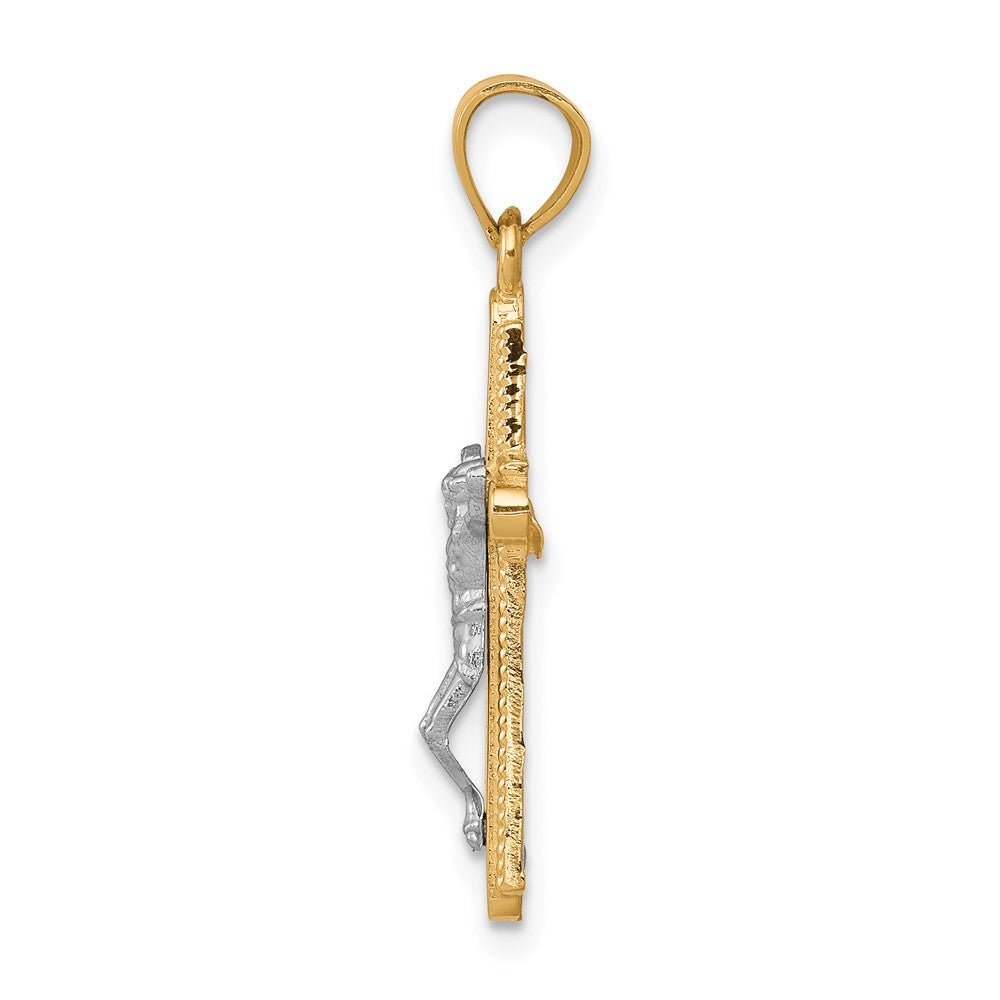 10K and White Rhodium Crucifix Pendant