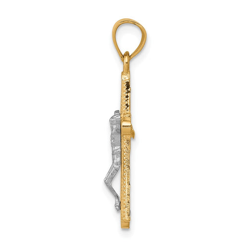 10K and White Rhodium Crucifix Pendant