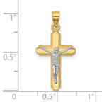 10K and White Rhodium Crucifix Pendant