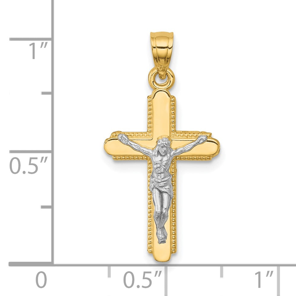 10K and White Rhodium Crucifix Pendant