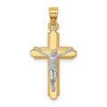 10K and White Rhodium Crucifix Pendant