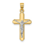 10K and White Rhodium Crucifix Pendant