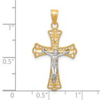 10K and White Rhodium Diamond-Cut Crucifix Pendant