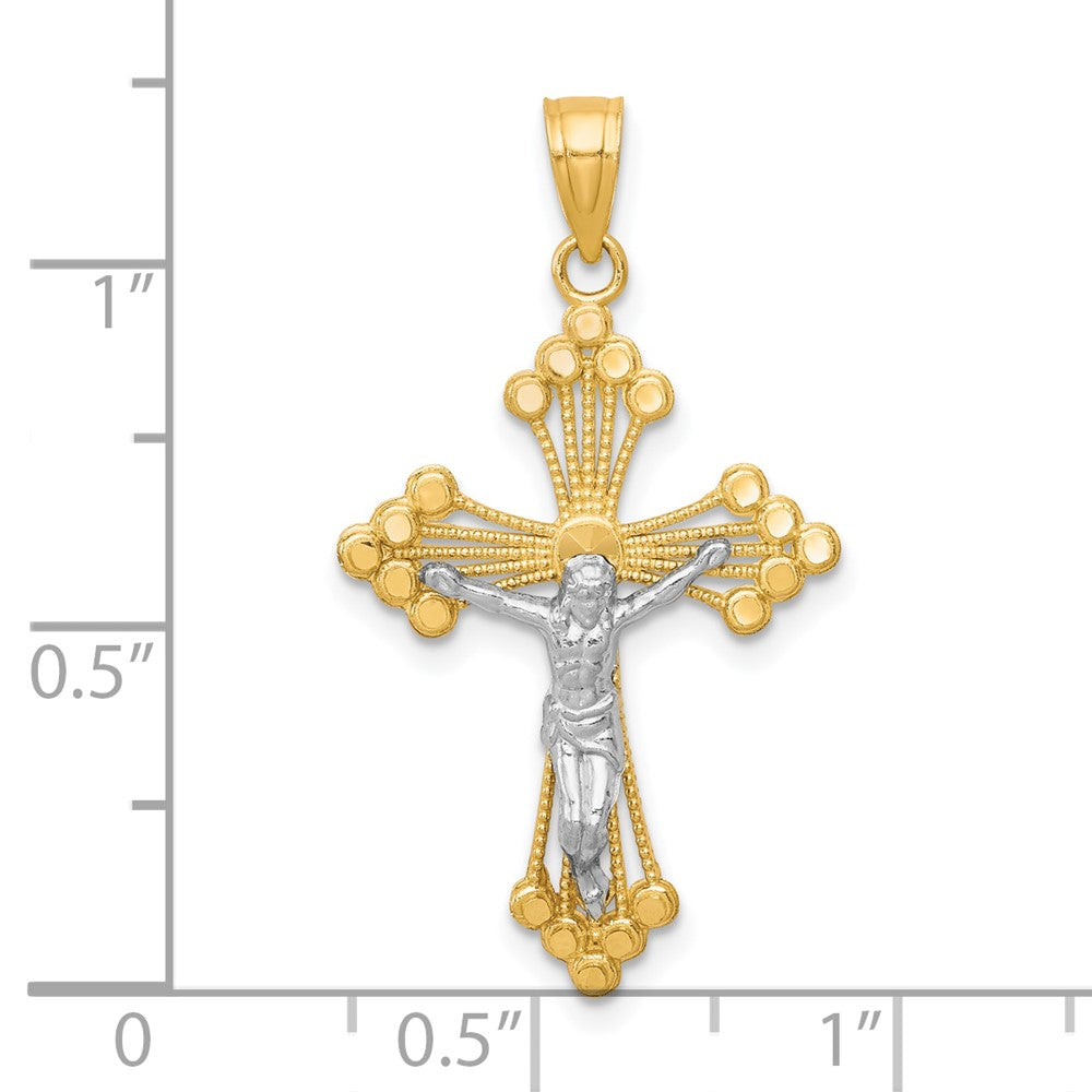 10k and White Rhodium Crucifix Pendant