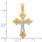 10k and White Rhodium Crucifix Pendant