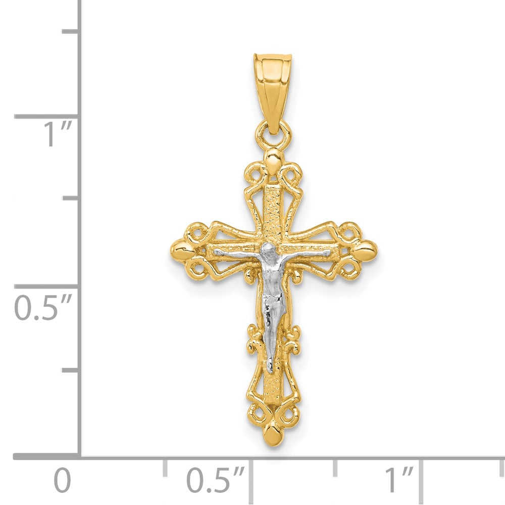 10K and White Rhodium Crucifix Pendant