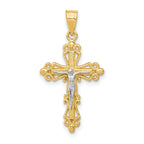 10K and White Rhodium Crucifix Pendant