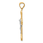 10K and White Rhodium Fleur De Lis Crucifix Pendant