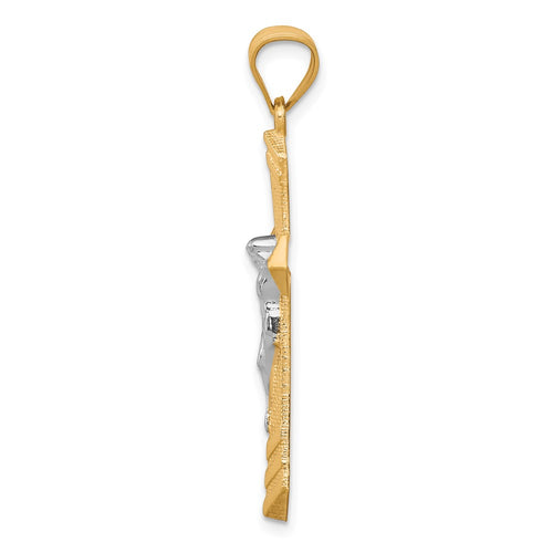 10K and White Rhodium Passion Crucifix Pendant