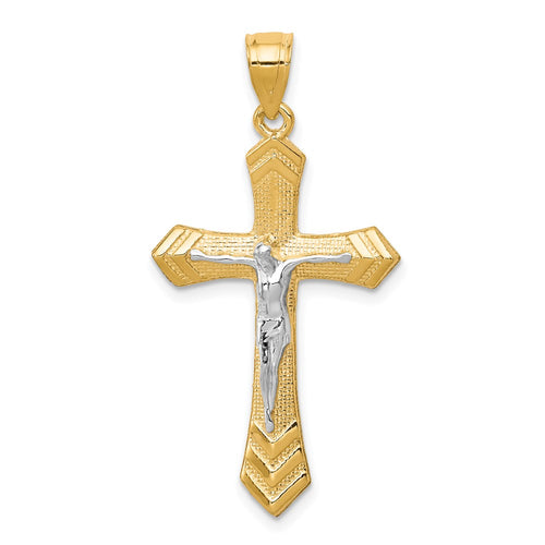 10K and White Rhodium Passion Crucifix Pendant