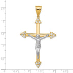 10K and White Rhodium Polished CZ Large Crucifix Pendant