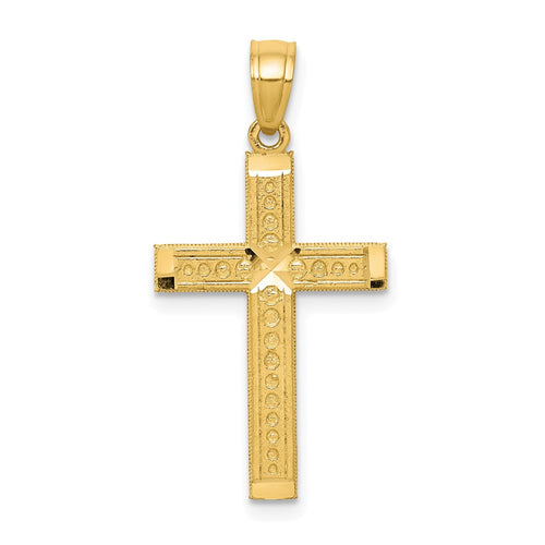 10k Diamond-cut Cross Pendant