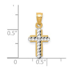 10K and White Rhodium Diamond-Cut Cross Pendant