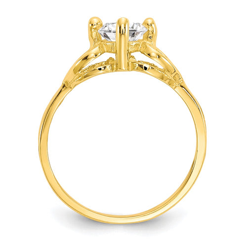 10k Polished CZ Hearts Baby Ring
