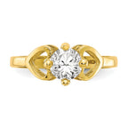 10k Polished CZ Hearts Baby Ring