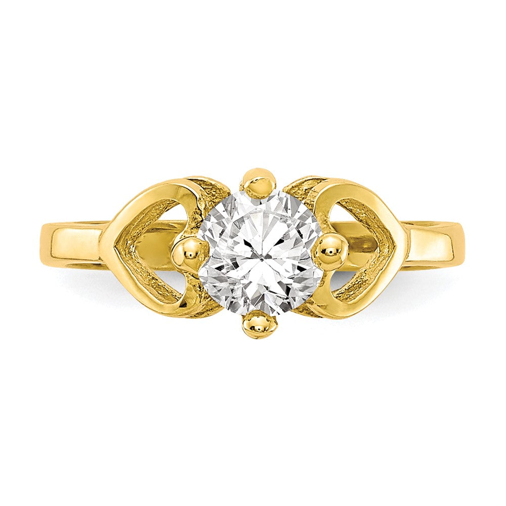 10k Polished CZ Hearts Baby Ring