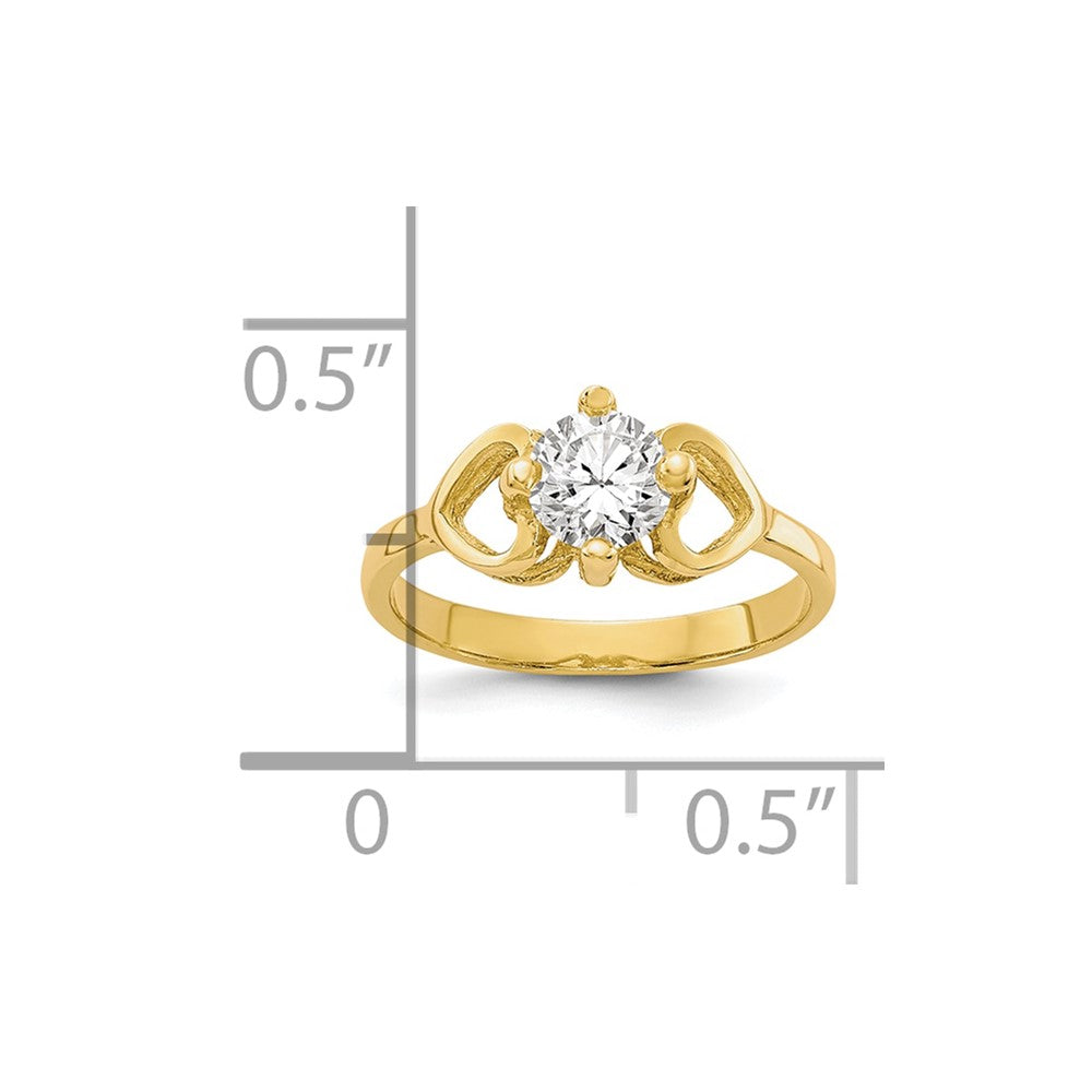 10k Polished CZ Hearts Baby Ring
