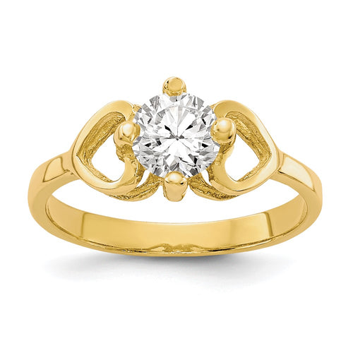 10k Polished CZ Hearts Baby Ring