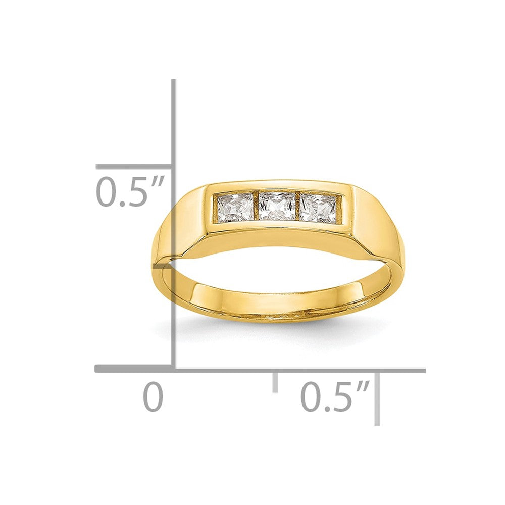 10k Polished 3-Stone CZ Baby / Childs Channel Ring