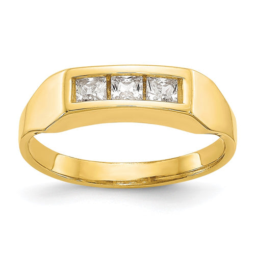 10k Polished 3-Stone CZ Baby / Childs Channel Ring