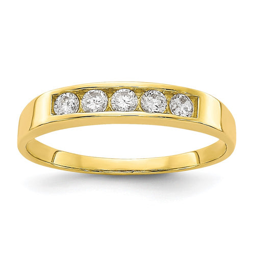 10k Polished 5-Stone CZ Baby / Childs Channel Ring