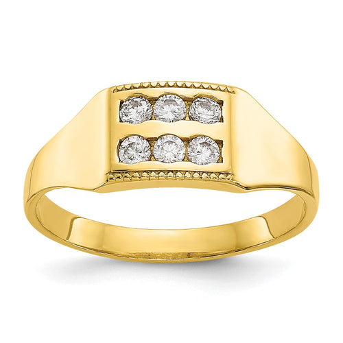 10k Polished 2-Row CZ Baby / Childs Ring