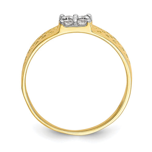 10k 4-Stone CZ and Lattice Baby Ring