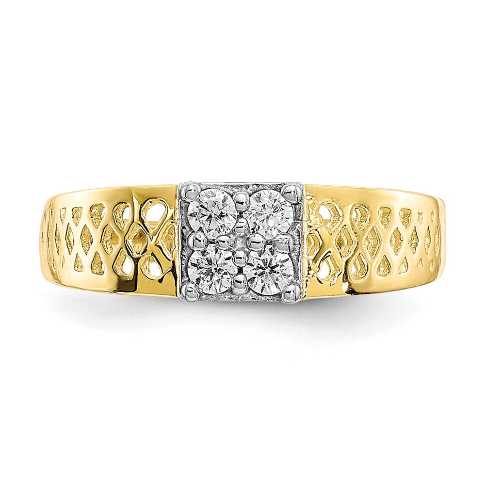 10k 4-Stone CZ and Lattice Baby Ring