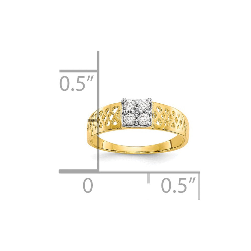 10k 4-Stone CZ and Lattice Baby Ring