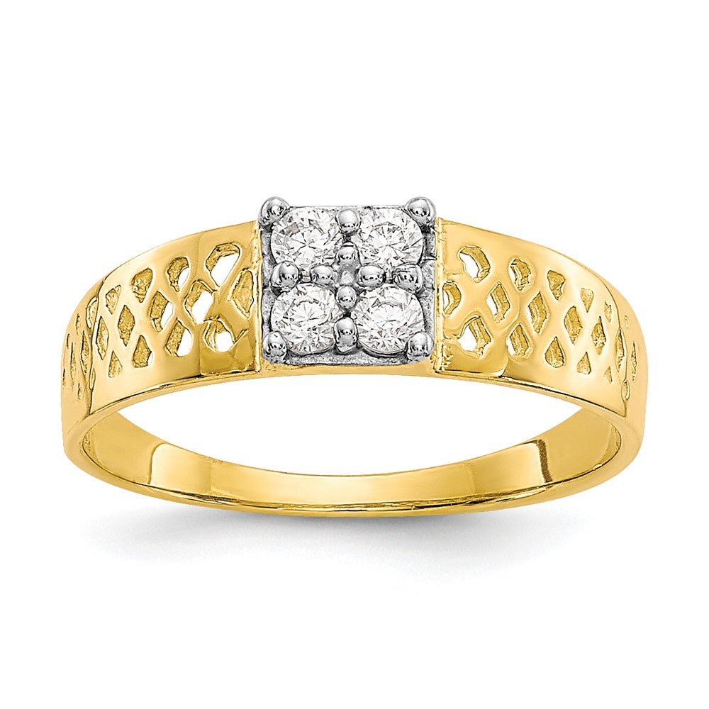 10k 4-Stone CZ and Lattice Baby Ring