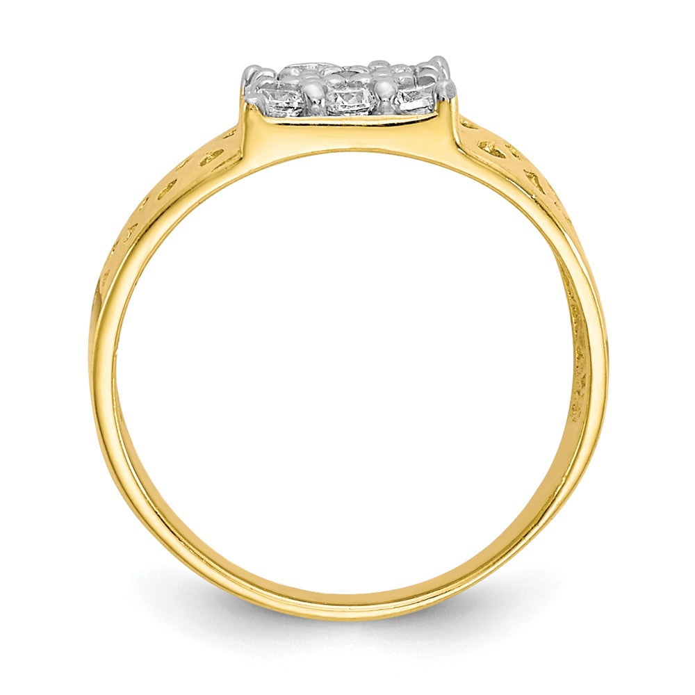 10k 9-Stone CZ and Lattice Baby Ring
