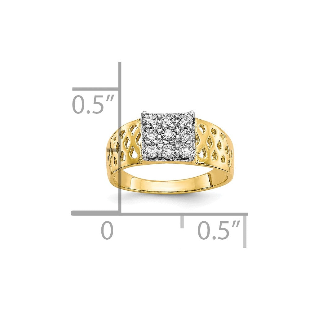 10k 9-Stone CZ and Lattice Baby Ring
