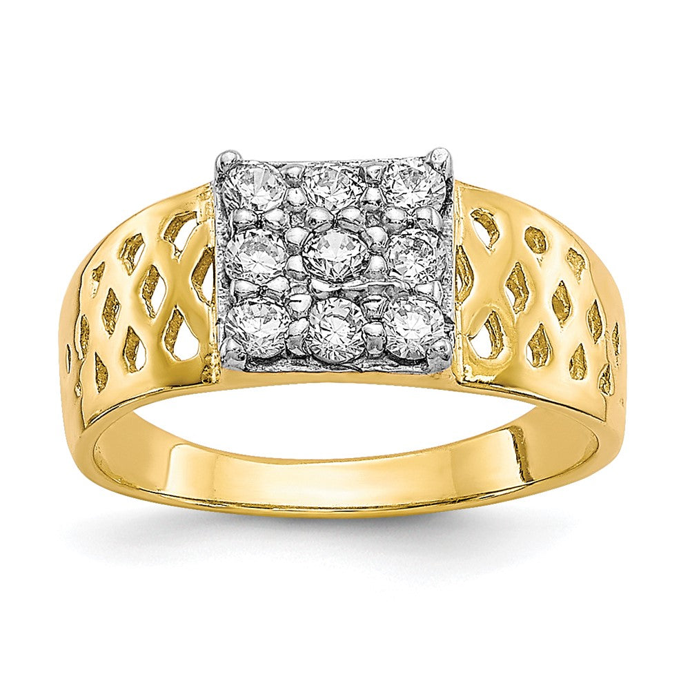 10k 9-Stone CZ and Lattice Baby Ring