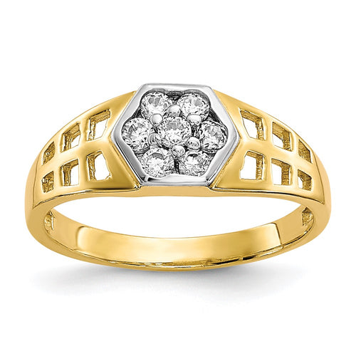 10k CZ Hexagon Baby / Childs Ring