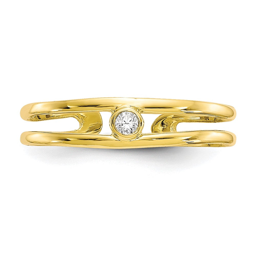 10k Bezel-set Clear CZ Toe Ring